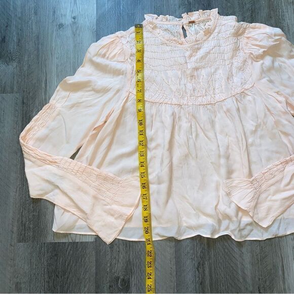 Free People Ruffle Blouse Pink Feminine XS Flowy Romantic - Picture 9 of 9